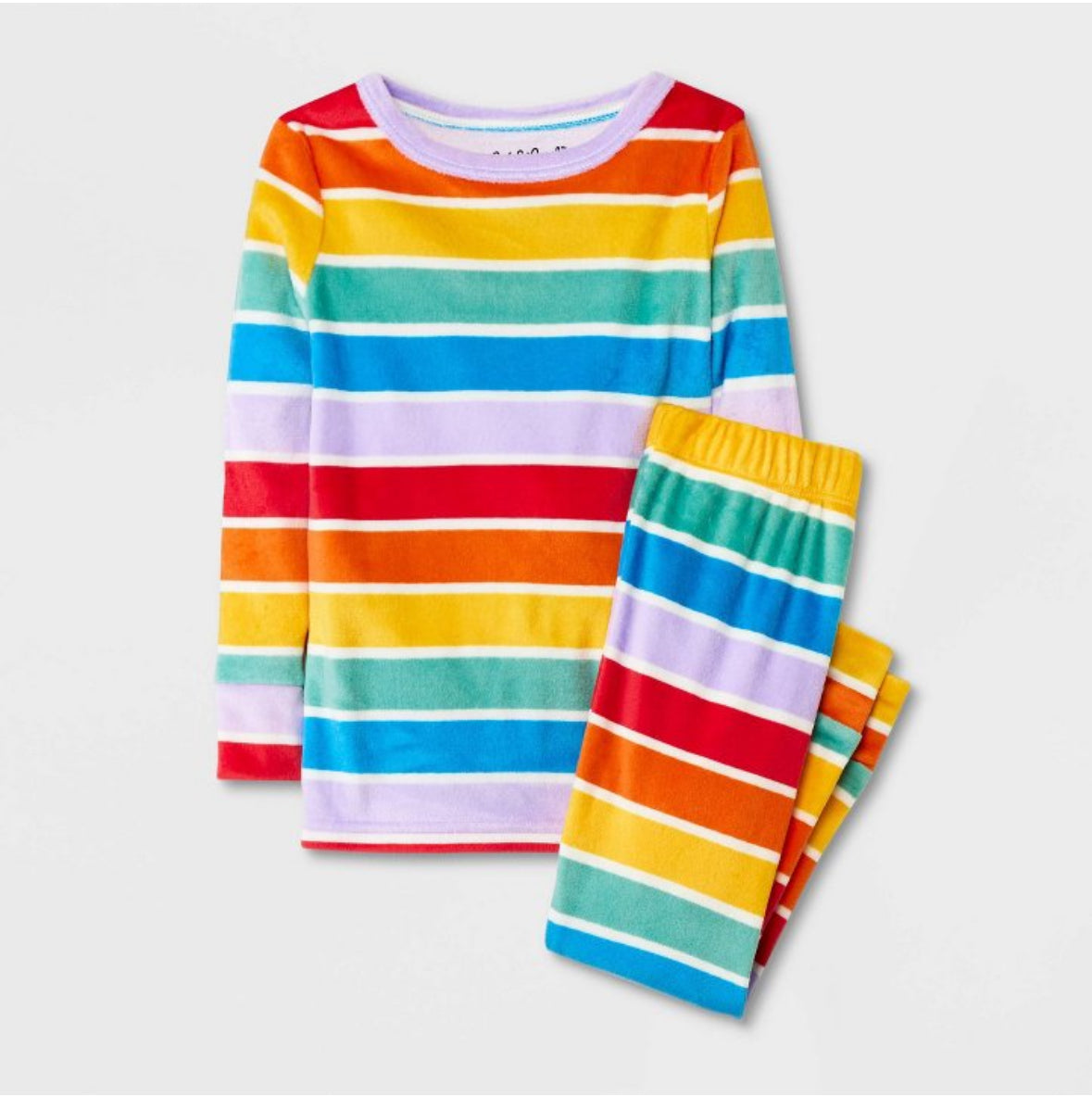 Cat & Jack Toddlers’ 2pc Rainbow Striped Snuggly Soft Pajama Set